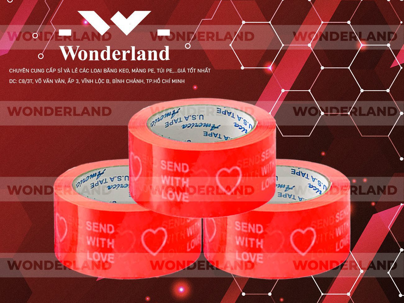 BĂNG KEO IN CHỮ SIZE 50MM WONDERLAND GIÁ SỈ TỐT NHẤT