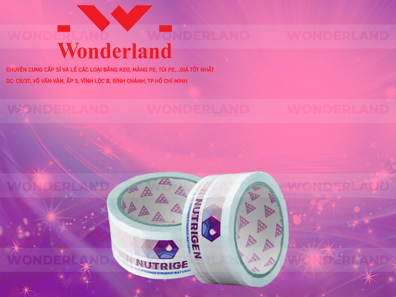 BĂNG KEO IN CHỮ SIZE 52MM WONDERLAND CHẤT LƯỢNG TỐT NHẤT