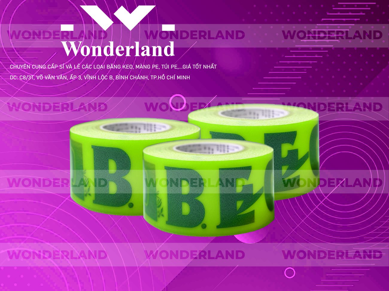 BĂNG KEO IN CHỮ SIZE 52MM WONDERLAND GIÁ RẺ NHẤT