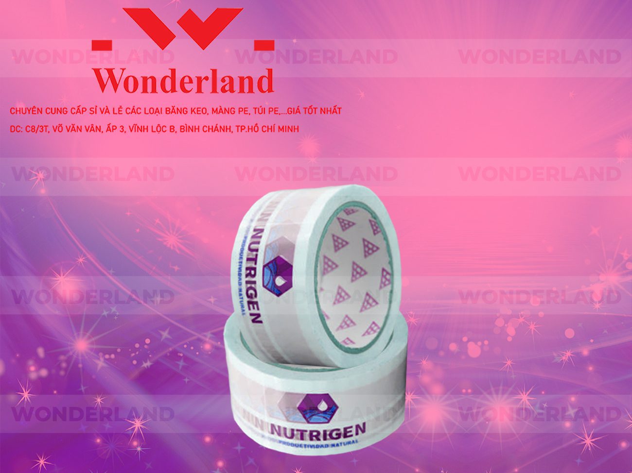 BĂNG KEO IN CHỮ SIZE 52MM WONDERLAND GIÁ TỐT
