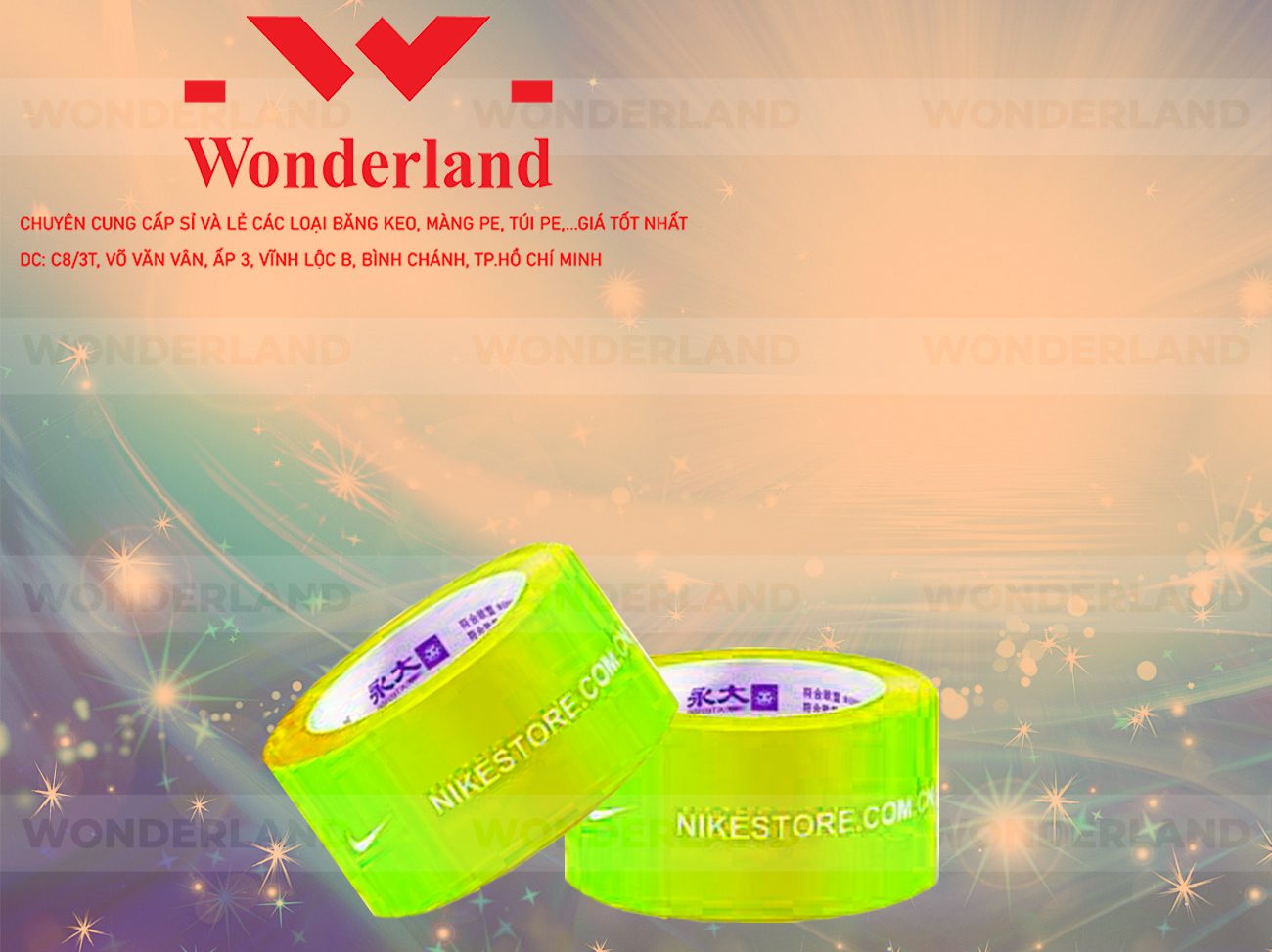 BĂNG KEO IN CHỮ SIZE 54MM WONDERLAND CHẤT LƯỢNG TỐT NHẤT