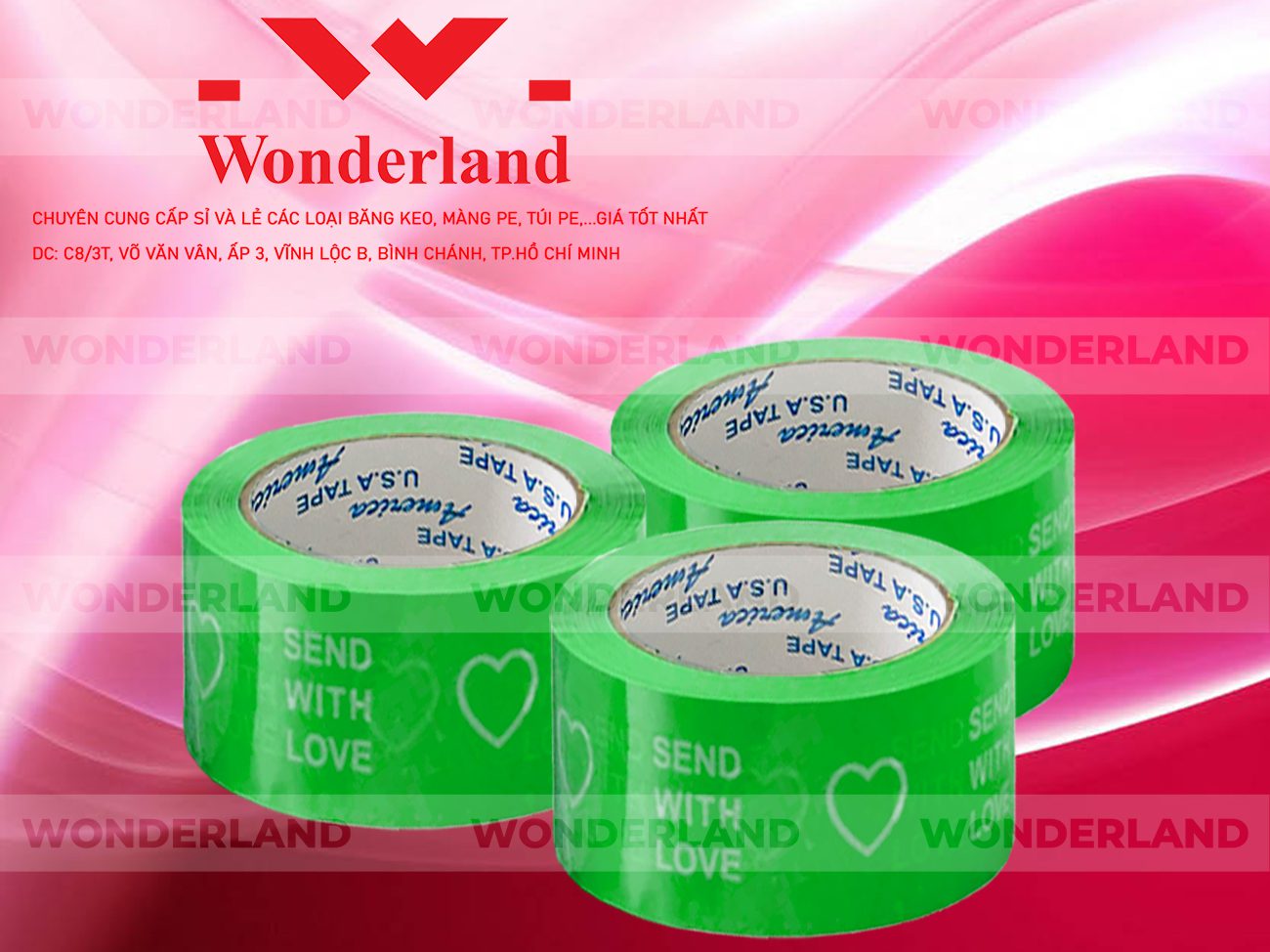BĂNG KEO IN CHỮ SIZE 54MM WONDERLAND GIÁ SỈ TỐT NHẤT