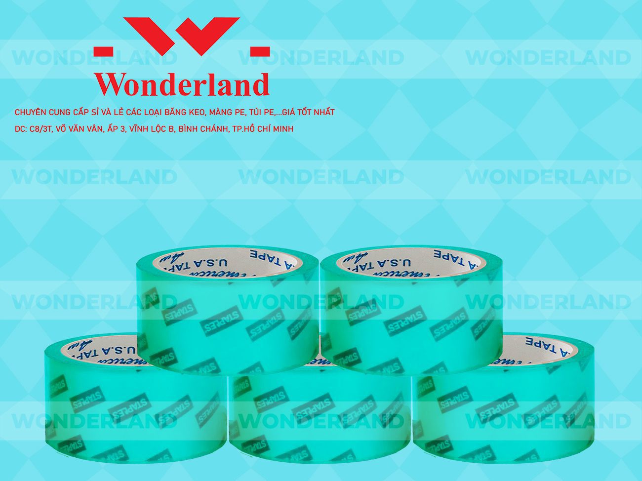 BĂNG KEO IN CHỮ SIZE 55MM WONDERLAND GIÁ SỈ TỐT NHẤT