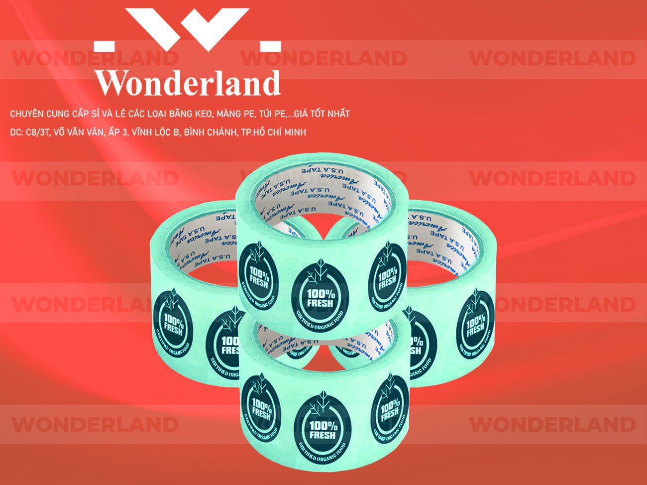 BĂNG KEO IN CHỮ SIZE 55MM WONDERLAND GIÁ TỐT