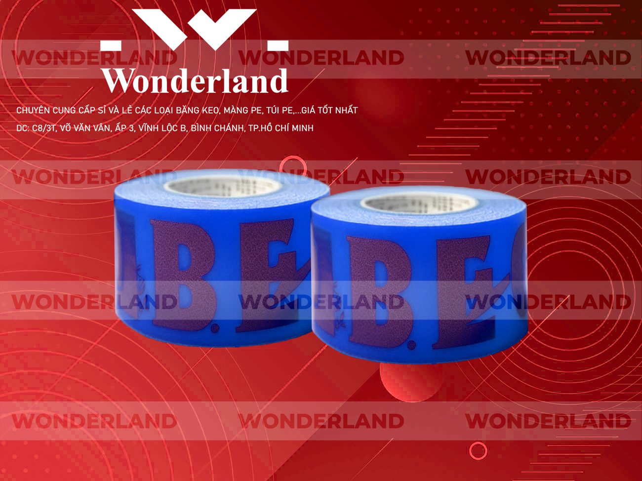 BĂNG KEO IN CHỮ SIZE 56MM WONDERLAND CHẤT LƯỢNG