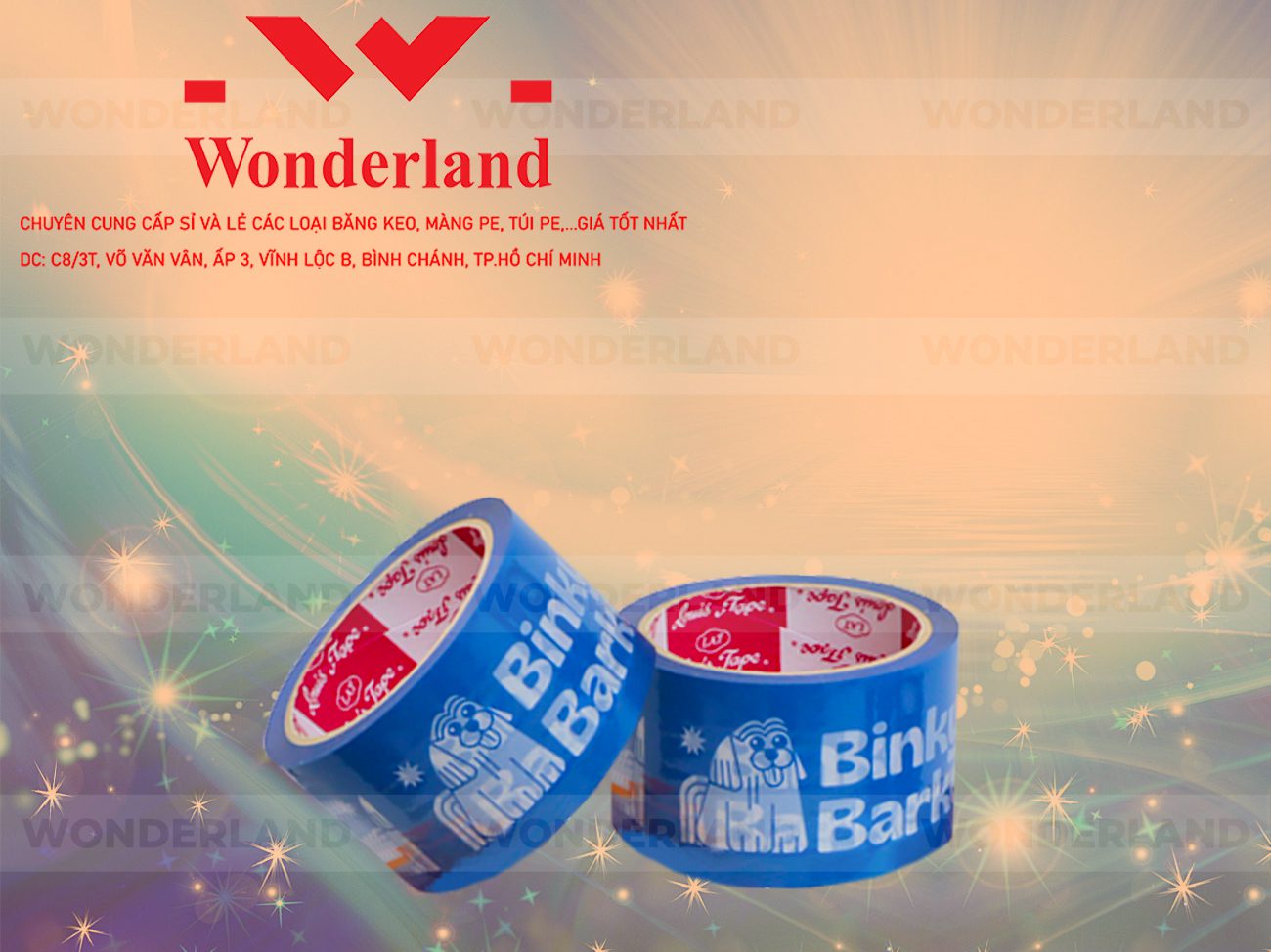 BĂNG KEO IN CHỮ SIZE 56MM WONDERLAND CHẤT LƯỢNG TỐT NHẤT