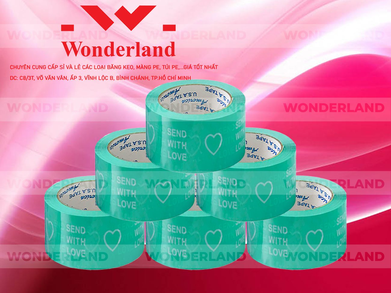 BĂNG KEO IN CHỮ SIZE 56MM WONDERLAND GIÁ SỈ TỐT NHẤT