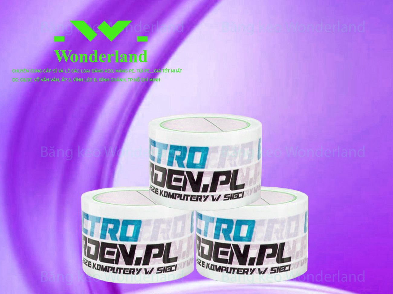 BĂNG KEO IN CHỮ SIZE 57MM WONDERLAND CHẤT LƯỢNG TỐT