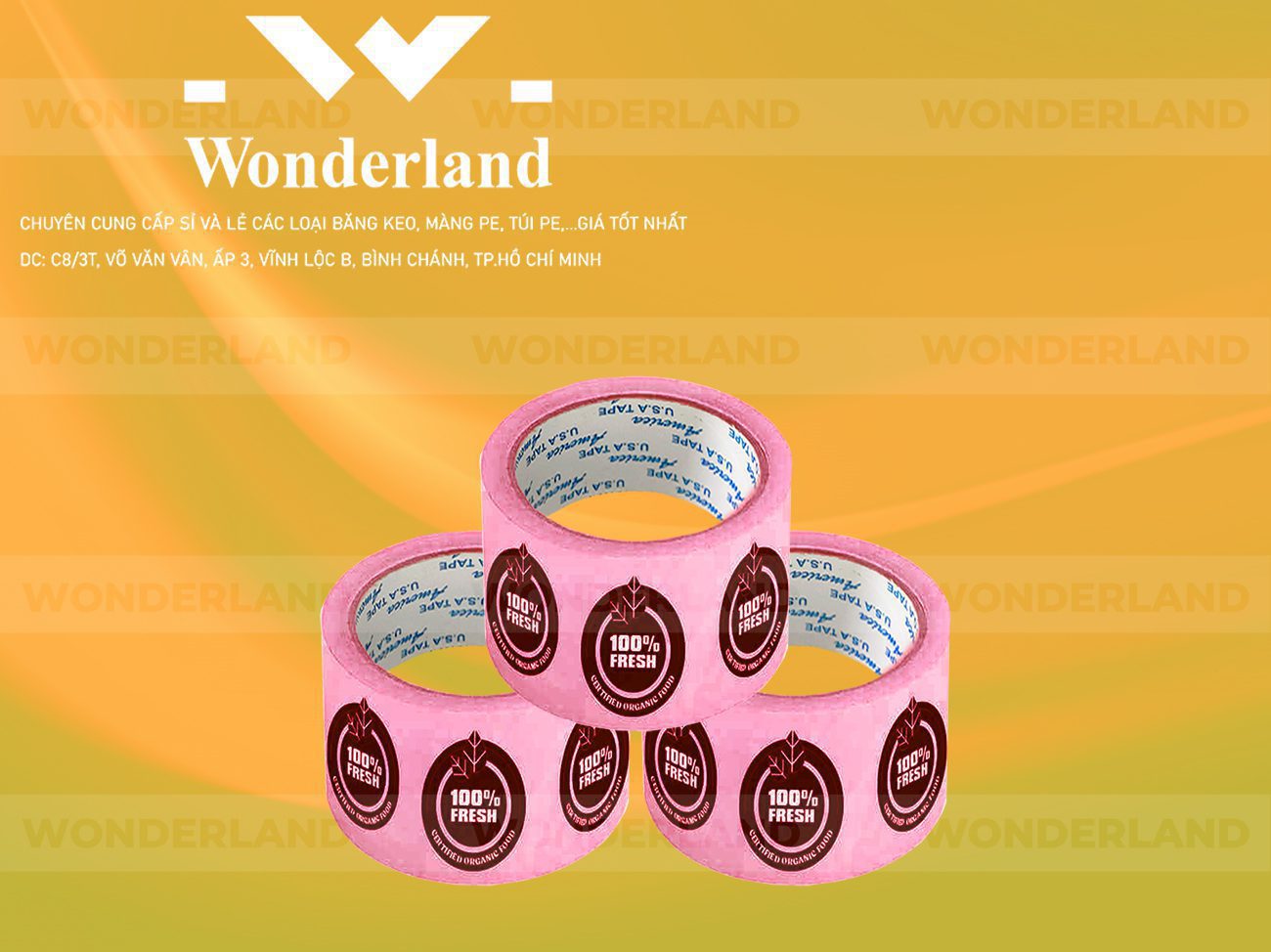 BĂNG KEO IN CHỮ SIZE 57MM WONDERLAND GIÁ TỐT