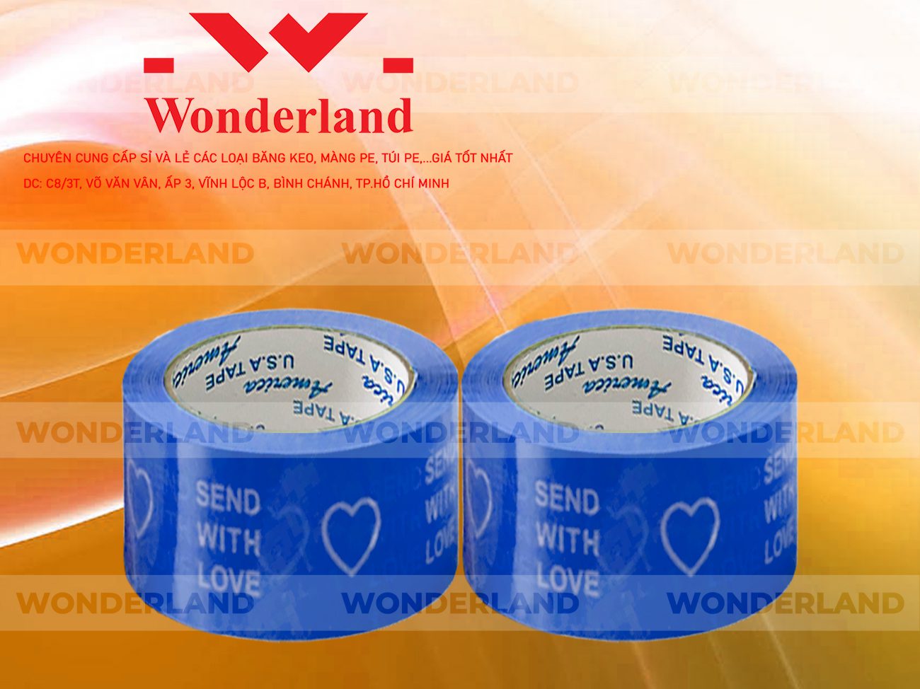 BĂNG KEO IN CHỮ SIZE 58MM WONDERLAND CHẤT LƯỢNG