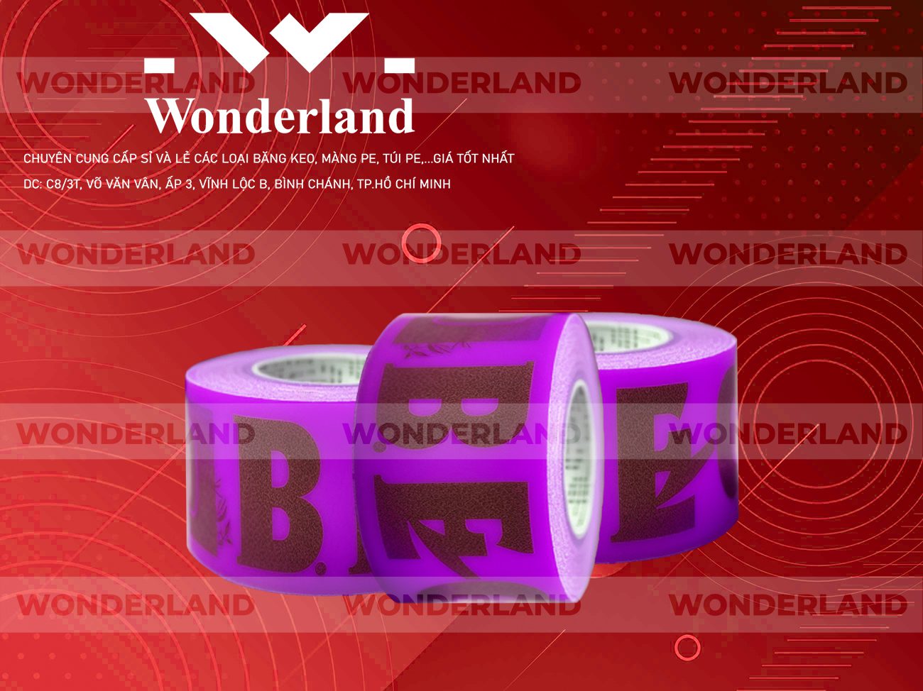 BĂNG KEO IN CHỮ SIZE 58MM WONDERLAND GIÁ RẺ NHẤT