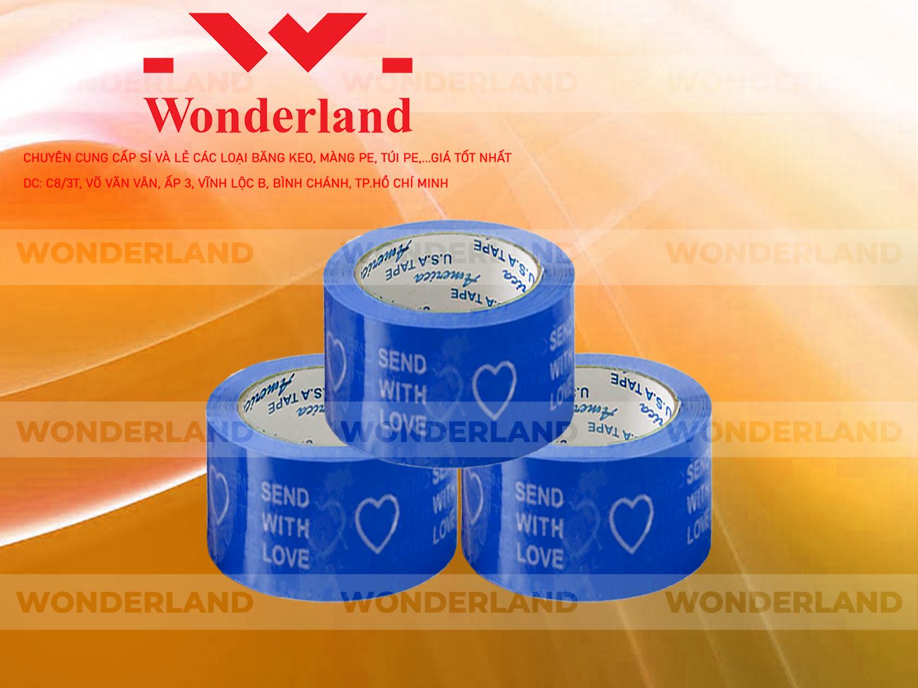 BĂNG KEO IN CHỮ SIZE 58MM WONDERLAND GIÁ SỈ TỐT NHẤT