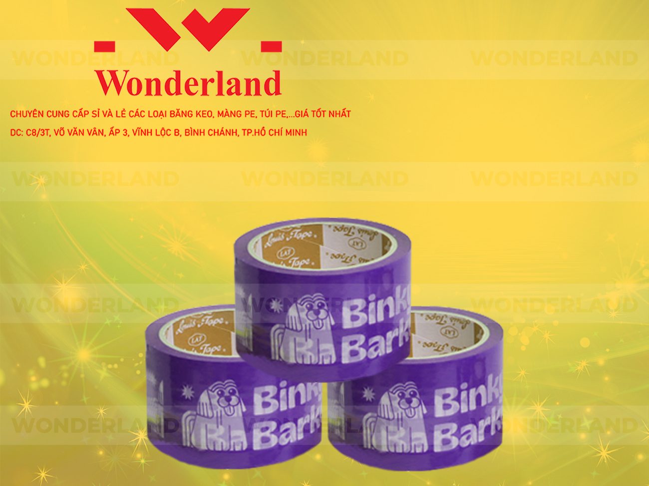BĂNG KEO IN CHỮ SIZE 58MM WONDERLAND GIÁ TỐT