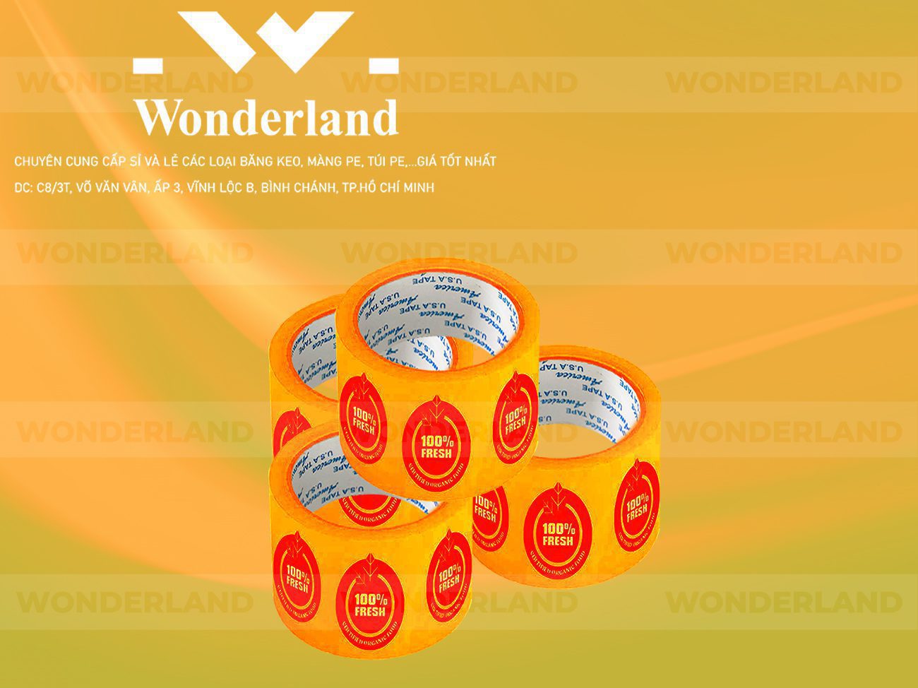 BĂNG KEO IN CHỮ SIZE 59MM WONDERLAND CHẤT LƯỢNG TỐT NHẤT