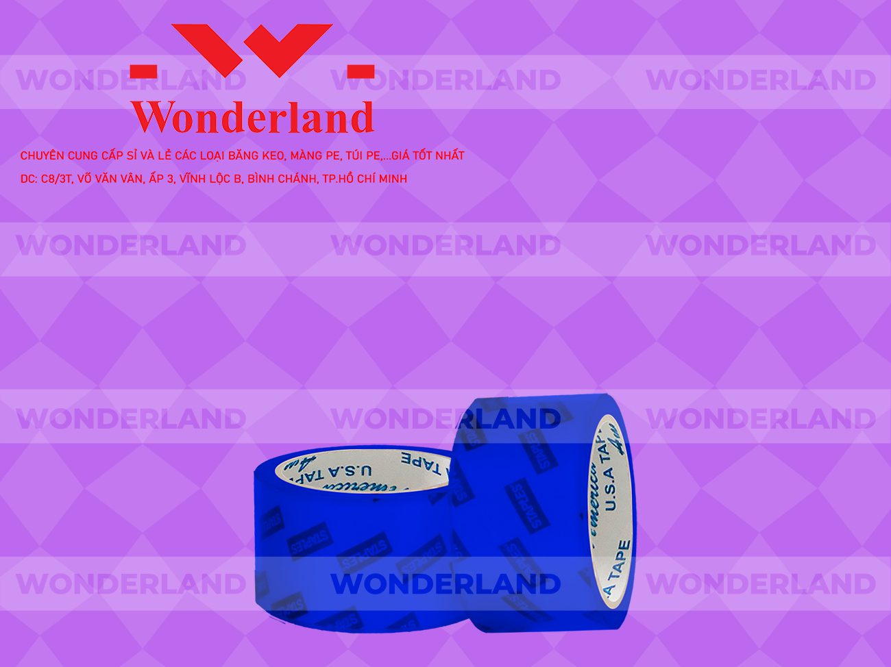 BĂNG KEO IN CHỮ SIZE 59MM WONDERLAND CHẤT LƯỢNG