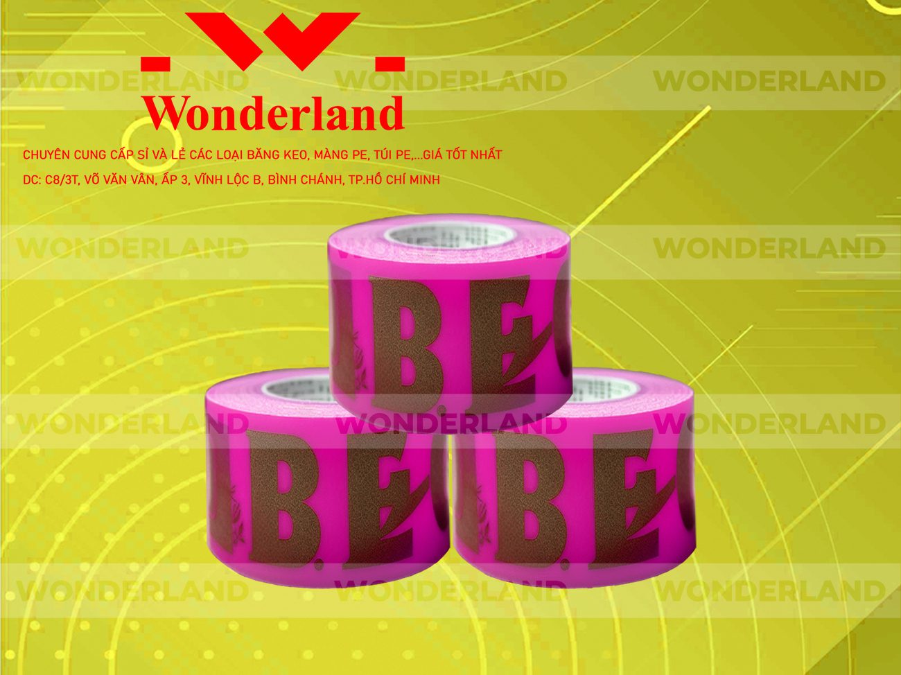 BĂNG KEO IN CHỮ SIZE 60MM WONDERLAND CHẤT LƯỢNG