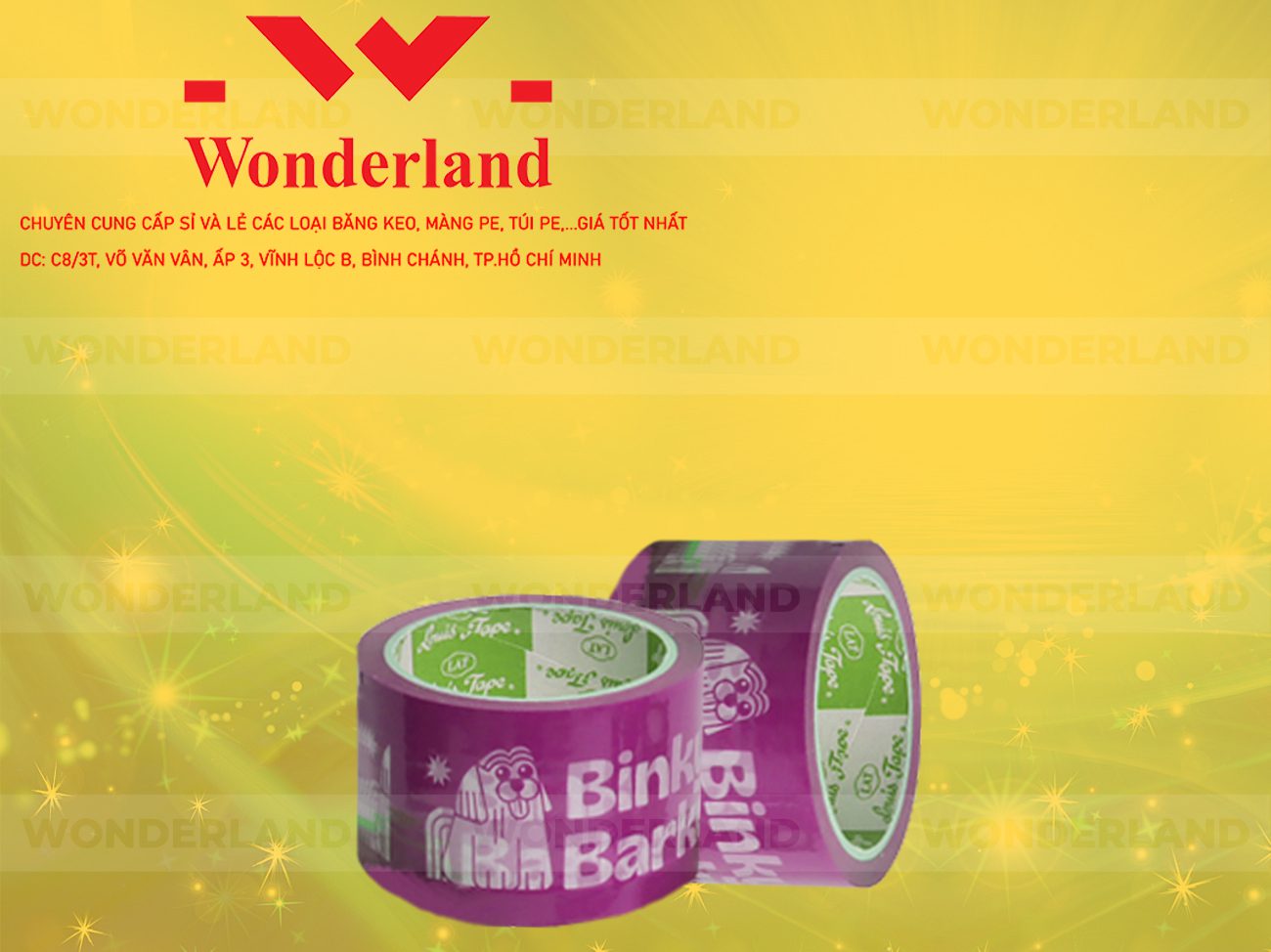 BĂNG KEO IN CHỮ SIZE 60MM WONDERLAND CHẤT LƯỢNG TỐT NHẤT