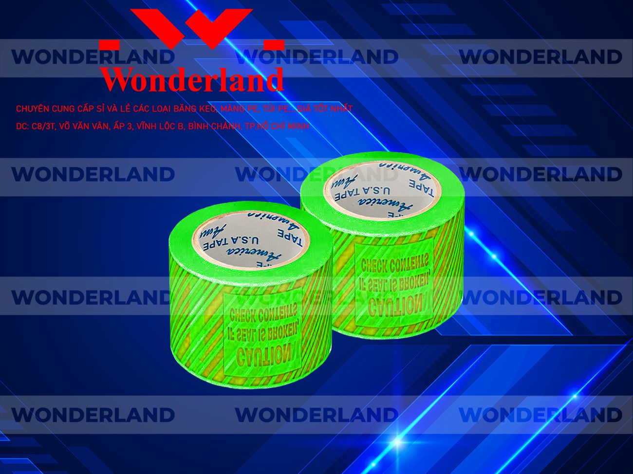 BĂNG KEO IN CHỮ SIZE 61MM WONDERLAND CHẤT LƯỢNG