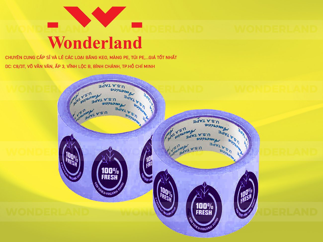 BĂNG KEO IN CHỮ SIZE 61MM WONDERLAND CHẤT LƯỢNG TỐT NHẤT