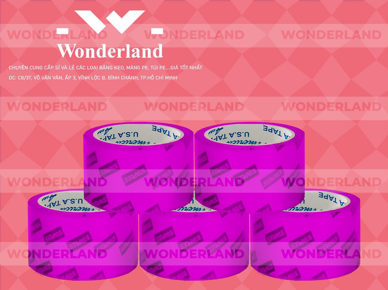 BĂNG KEO IN CHỮ SIZE 61MM WONDERLAND GIÁ SỈ TỐT NHẤT