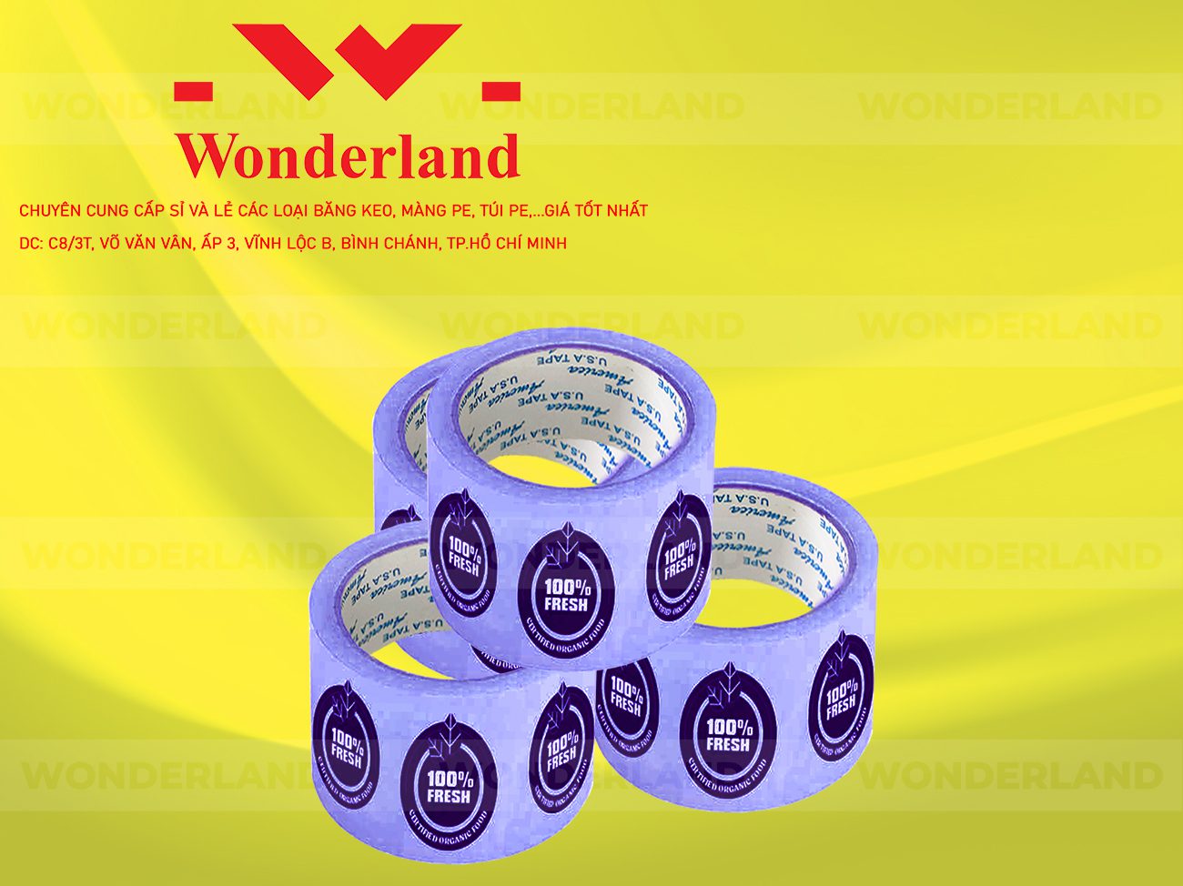 BĂNG KEO IN CHỮ SIZE 61MM WONDERLAND GIÁ TỐT