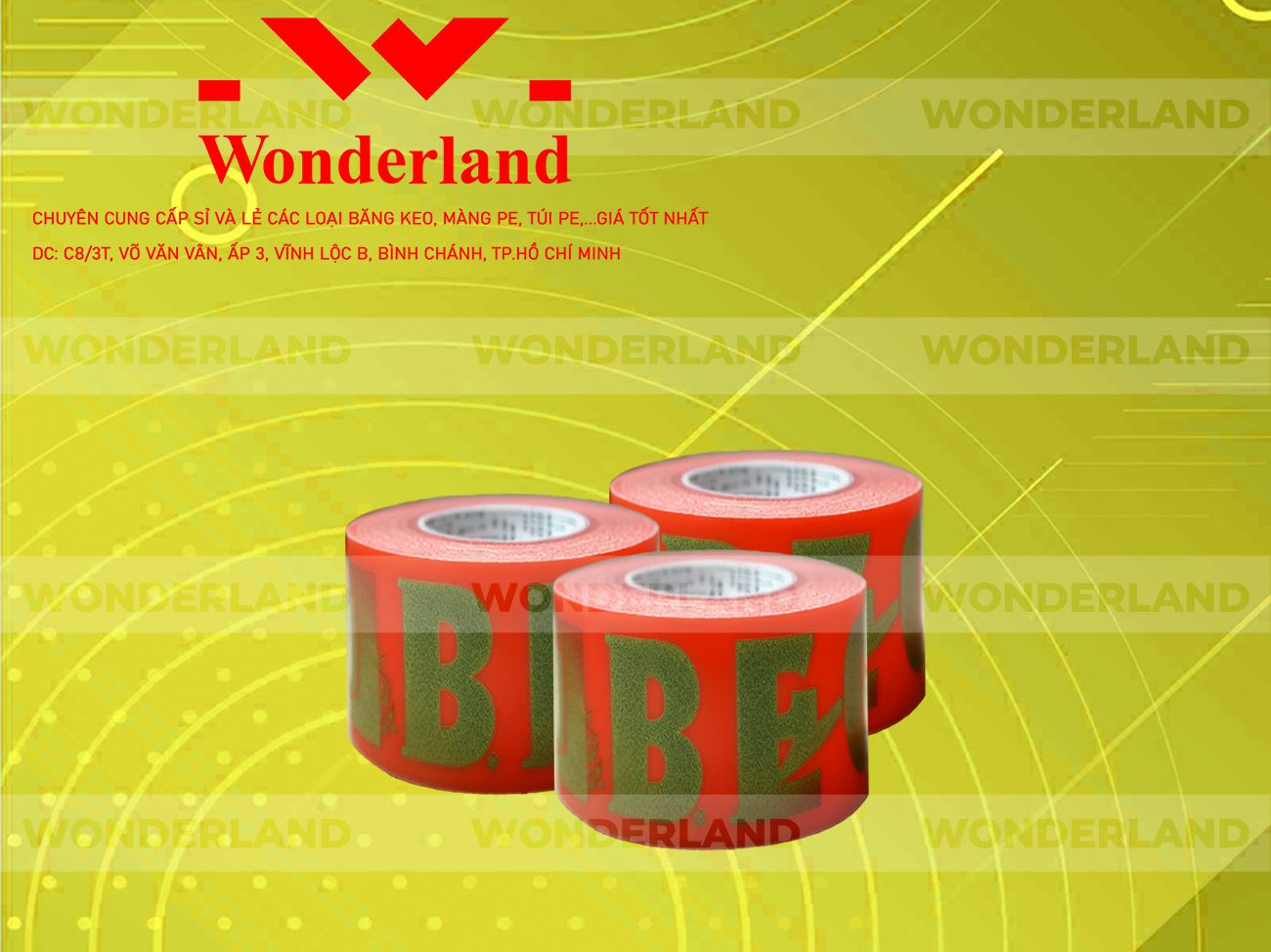 BĂNG KEO IN CHỮ SIZE 62MM WONDERLAND CHẤT LƯỢNG
