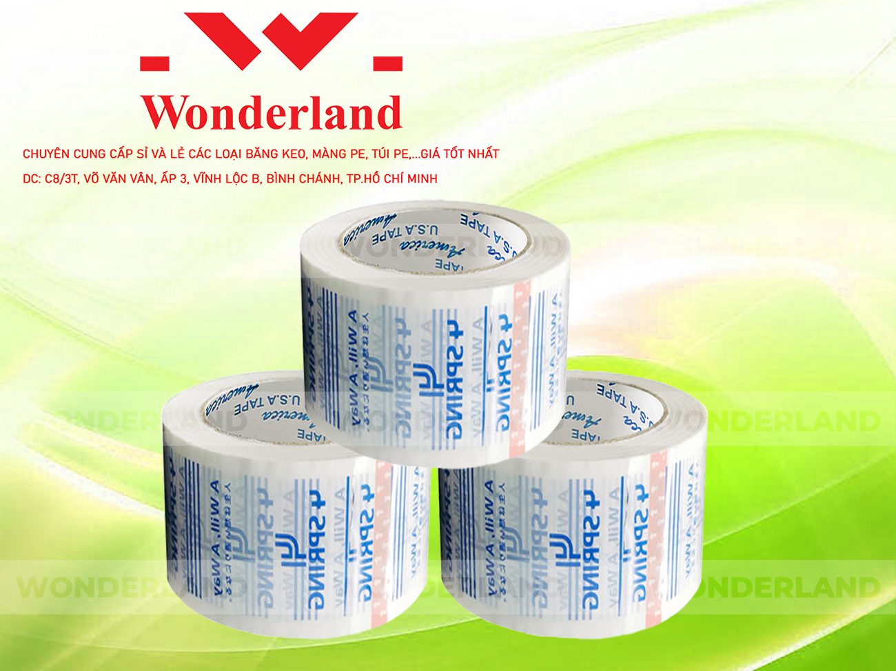BĂNG KEO IN CHỮ SIZE 62MM WONDERLAND GIÁ SỈ TỐT NHẤT