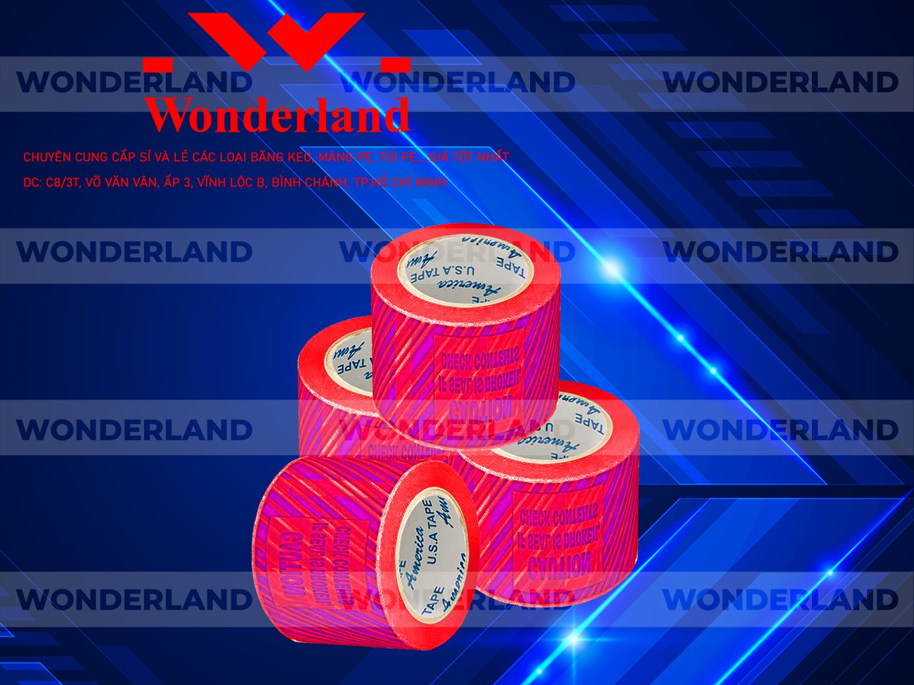 BĂNG KEO IN CHỮ SIZE 63MM WONDERLAND GIÁ RẺ NHẤT