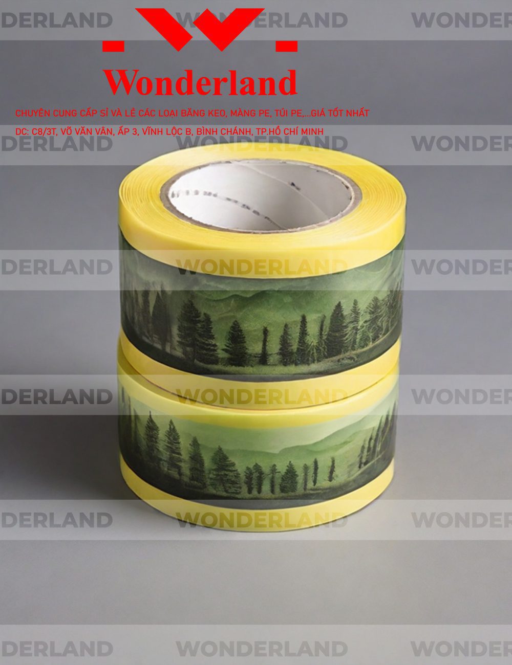 BĂNG KEO IN CHỮ SIZE 64MM WONDERLAND CHẤT LƯỢNG