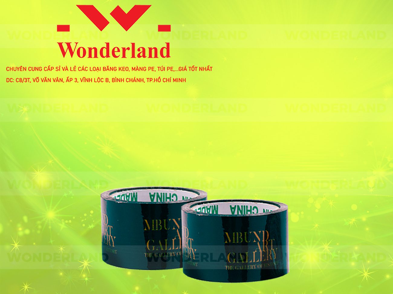 BĂNG KEO IN CHỮ SIZE 64MM WONDERLAND CHẤT LƯỢNG TỐT NHẤT