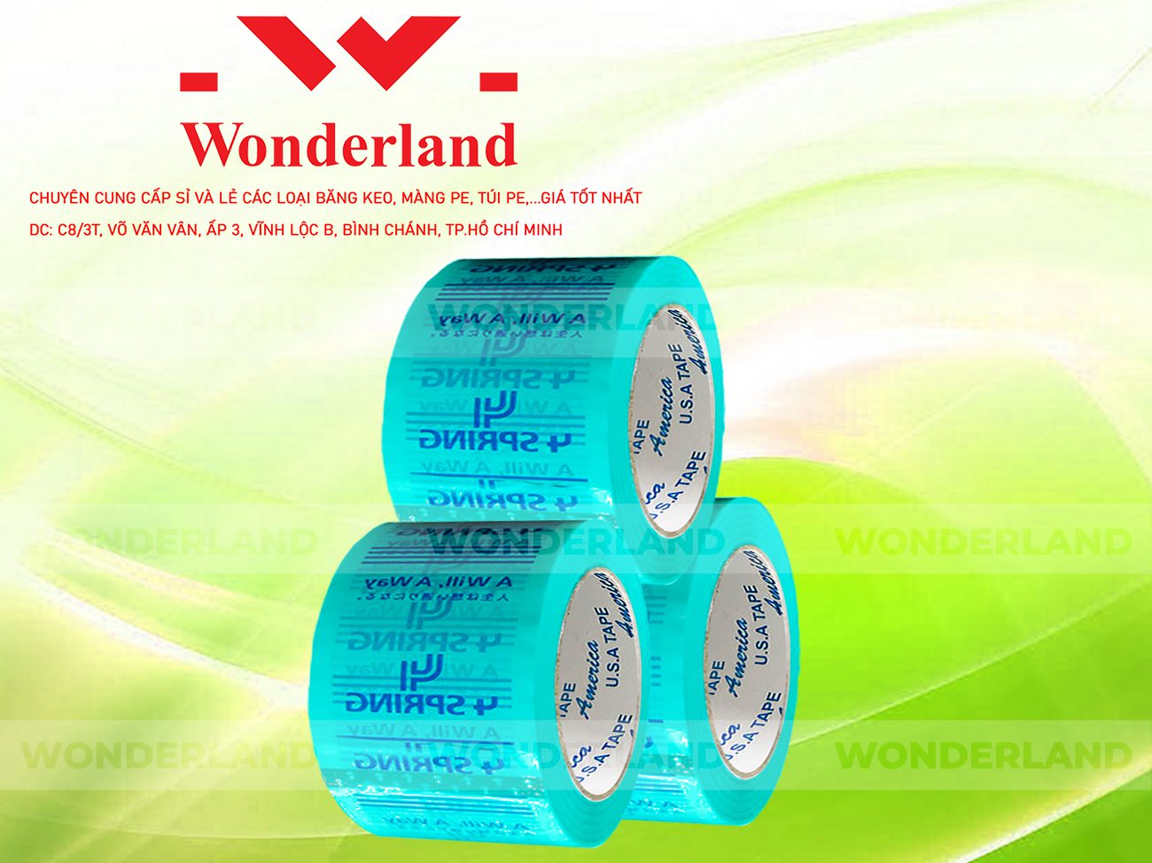 BĂNG KEO IN CHỮ SIZE 64MM WONDERLAND GIÁ SỈ TỐT NHẤT