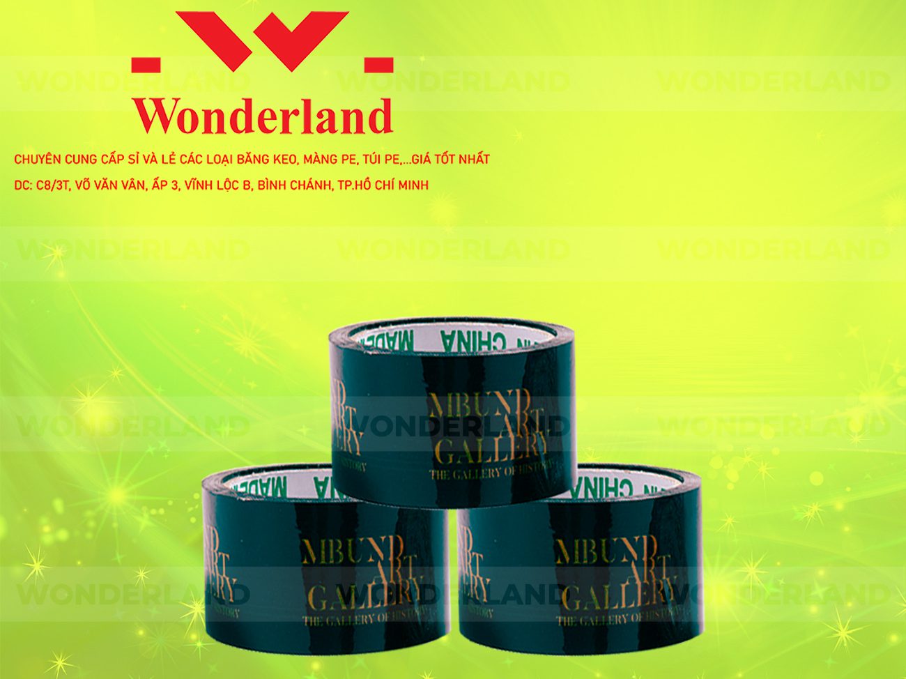 BĂNG KEO IN CHỮ SIZE 64MM WONDERLAND GIÁ TỐT
