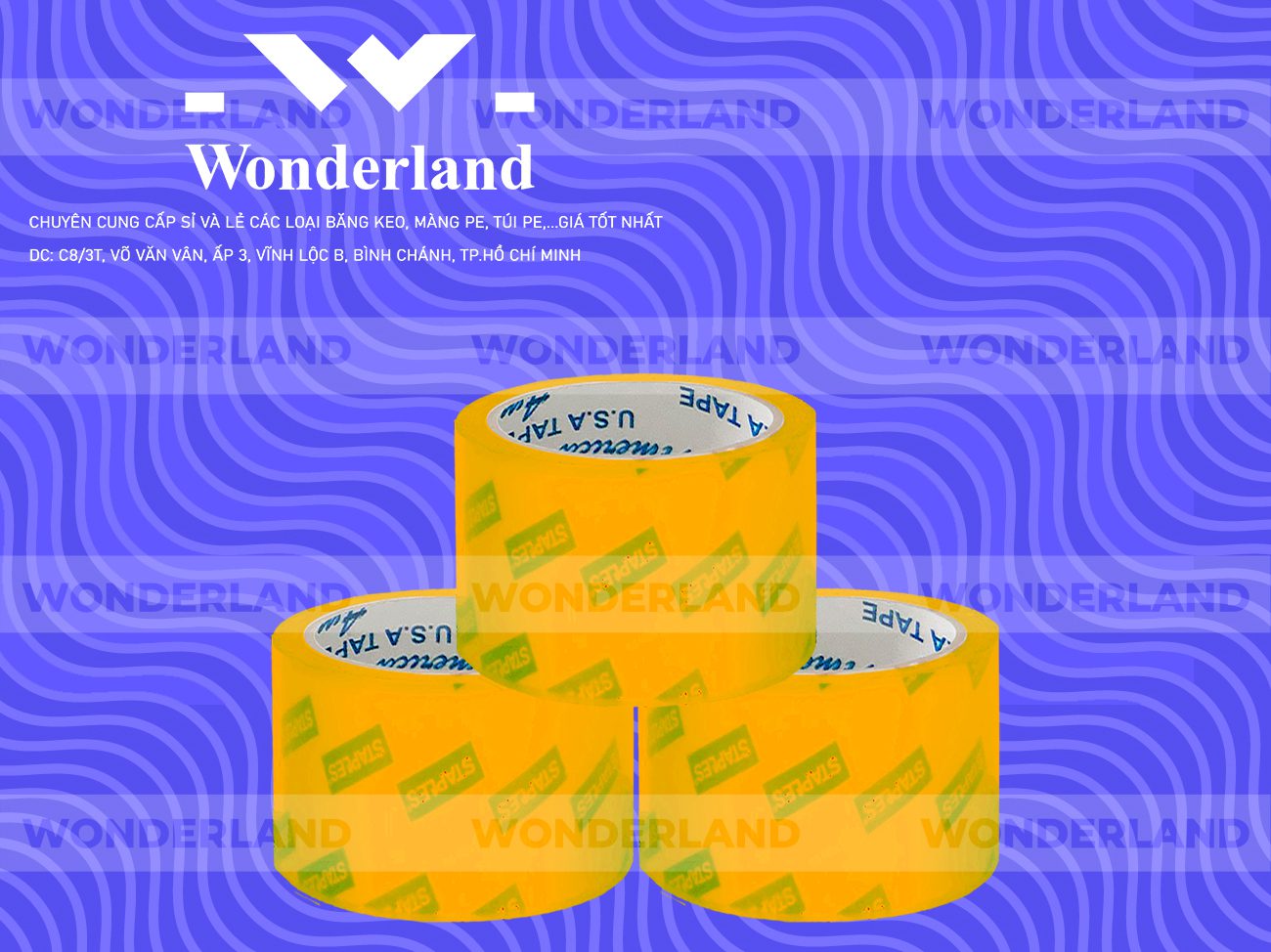 BĂNG KEO IN CHỮ SIZE 65MM WONDERLAND GIÁ SỈ TỐT NHẤT