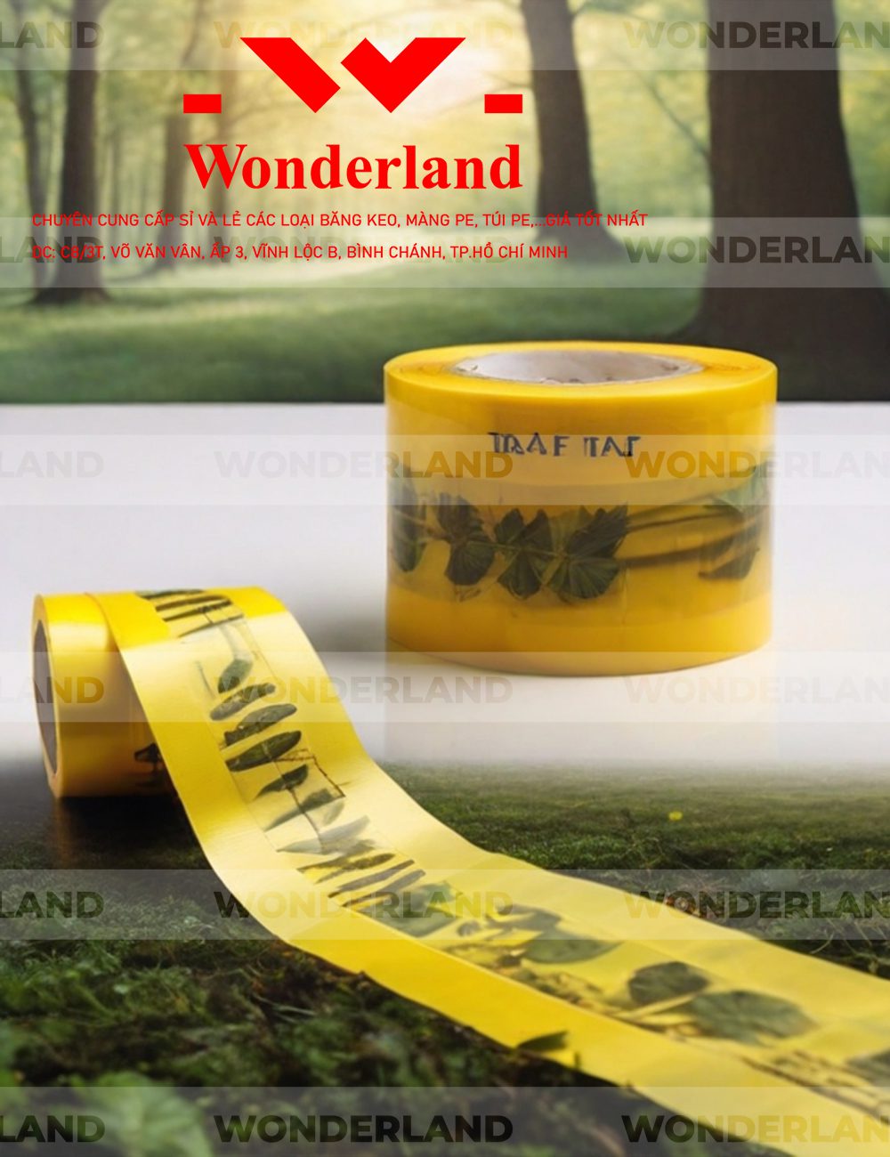BĂNG KEO IN CHỮ SIZE 66MM WONDERLAND CHẤT LƯỢNG