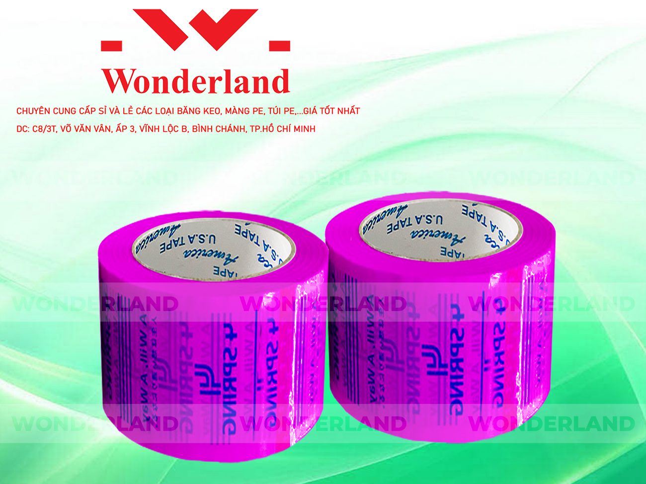 BĂNG KEO IN CHỮ SIZE 66MM WONDERLAND CHẤT LƯỢNG