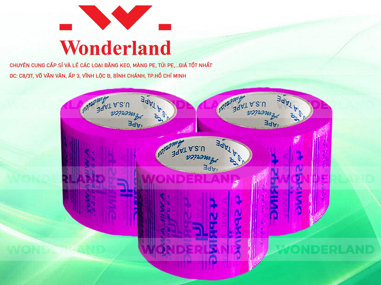 BĂNG KEO IN CHỮ SIZE 66MM WONDERLAND GIÁ SỈ TỐT NHẤT