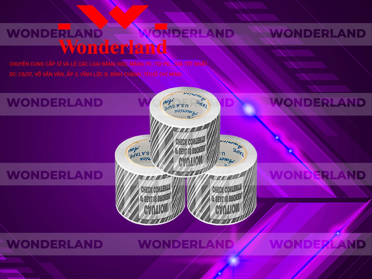 BĂNG KEO IN CHỮ SIZE 67MM WONDERLAND CHẤT LƯỢNG