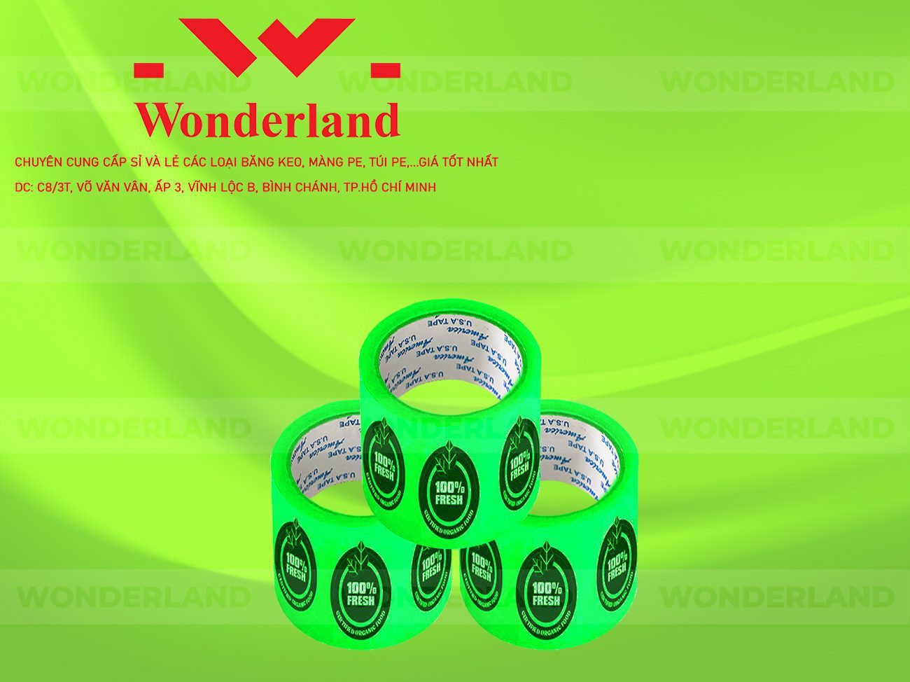BĂNG KEO IN CHỮ SIZE 67MM WONDERLAND CHẤT LƯỢNG TỐT NHẤT