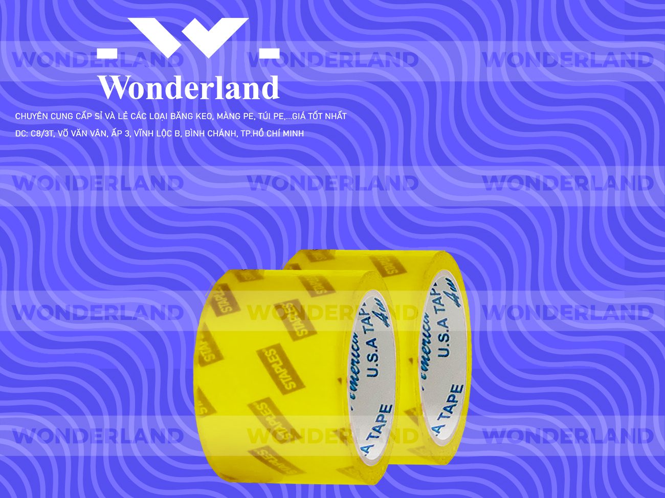 BĂNG KEO IN CHỮ SIZE 67MM WONDERLAND CHẤT LƯỢNG