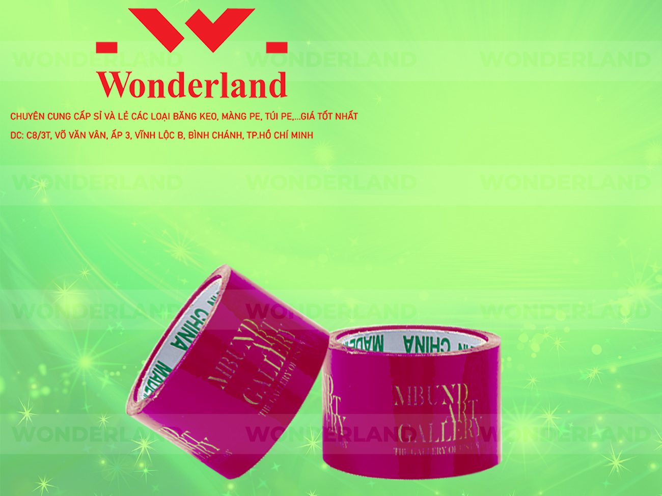 BĂNG KEO IN CHỮ SIZE 68MM WONDERLAND CHẤT LƯỢNG TỐT NHẤT