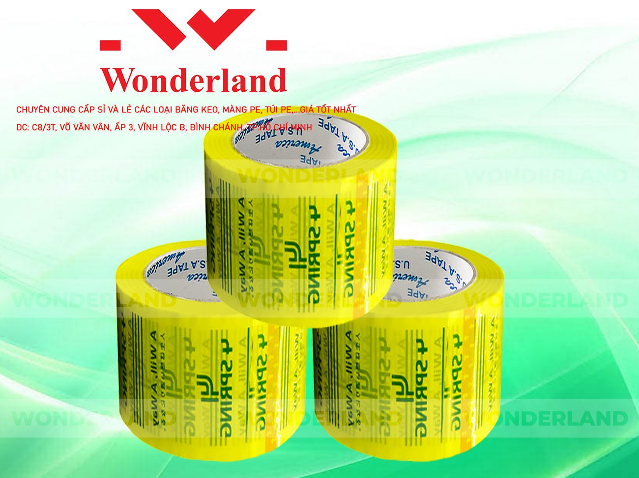 BĂNG KEO IN CHỮ SIZE 68MM WONDERLAND GIÁ SỈ TỐT NHẤT
