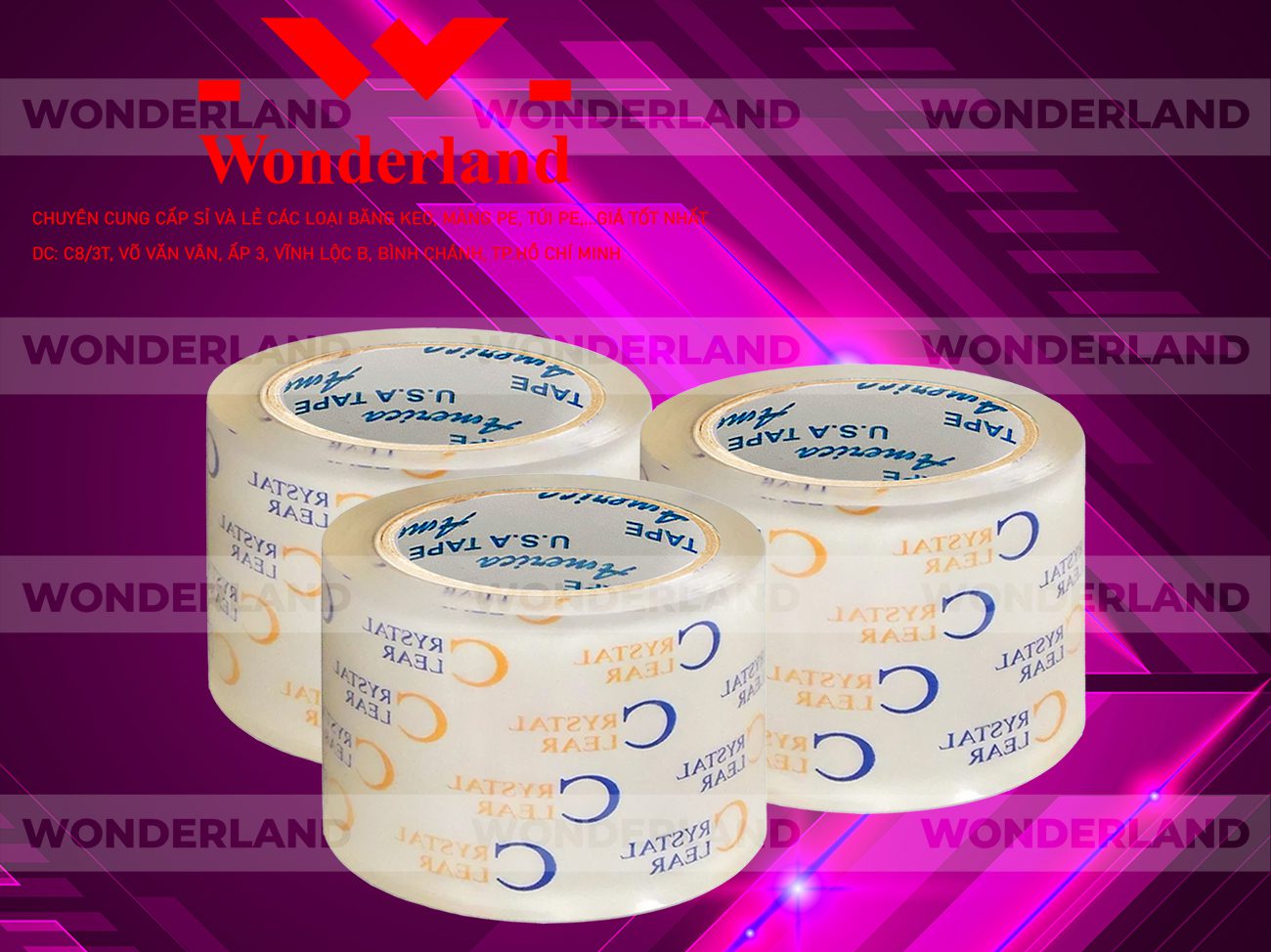 BĂNG KEO IN CHỮ SIZE 69MM WONDERLAND GIÁ RẺ NHẤT