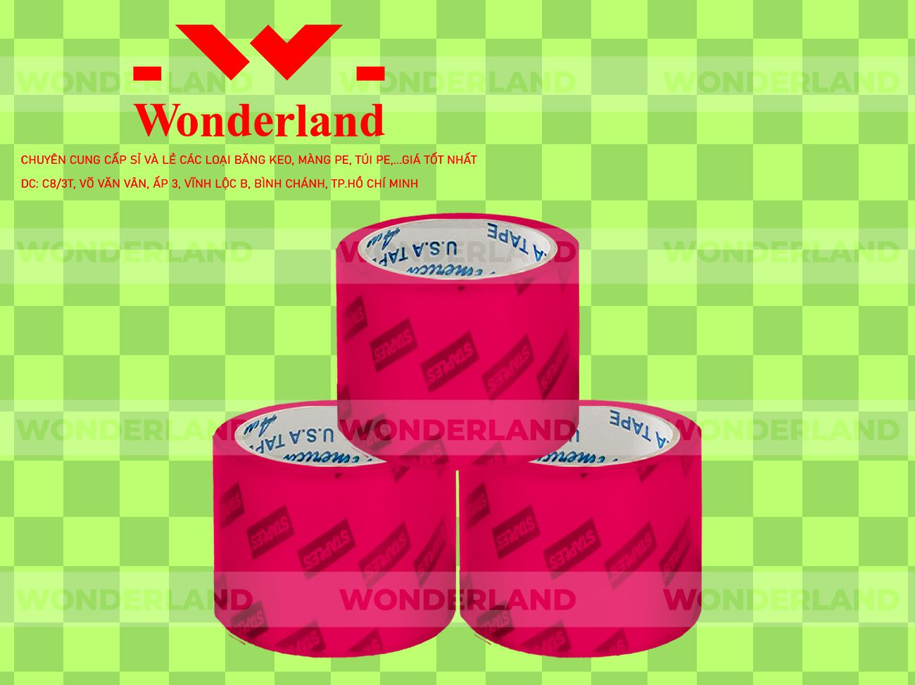 BĂNG KEO IN CHỮ SIZE 69MM WONDERLAND GIÁ SỈ TỐT NHẤT