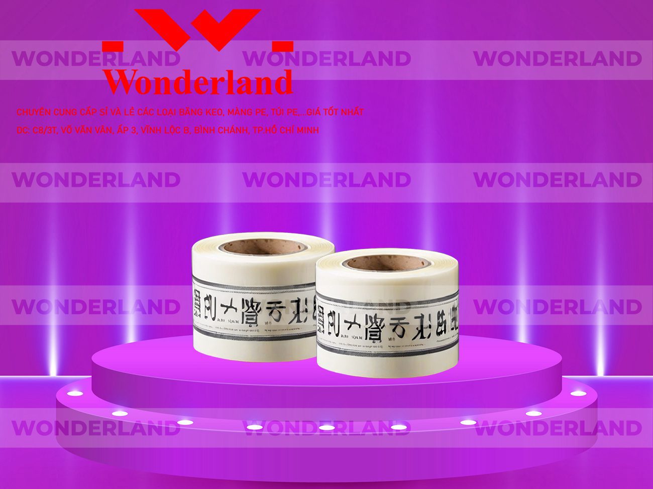 BĂNG KEO IN CHỮ SIZE 70MM WONDERLAND CHẤT LƯỢNG