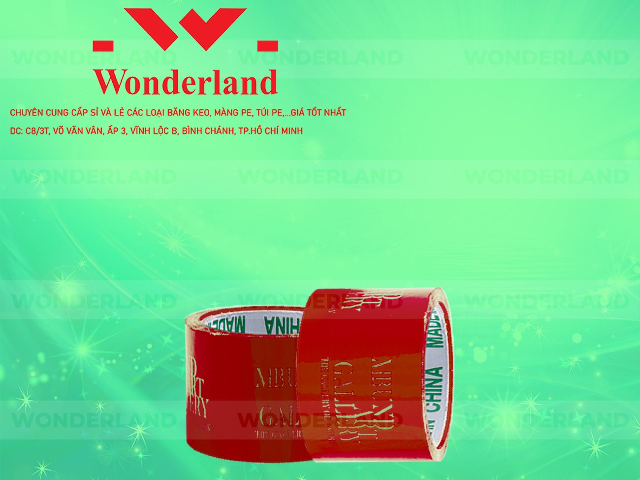 BĂNG KEO IN CHỮ SIZE 70MM WONDERLAND CHẤT LƯỢNG TỐT NHẤT