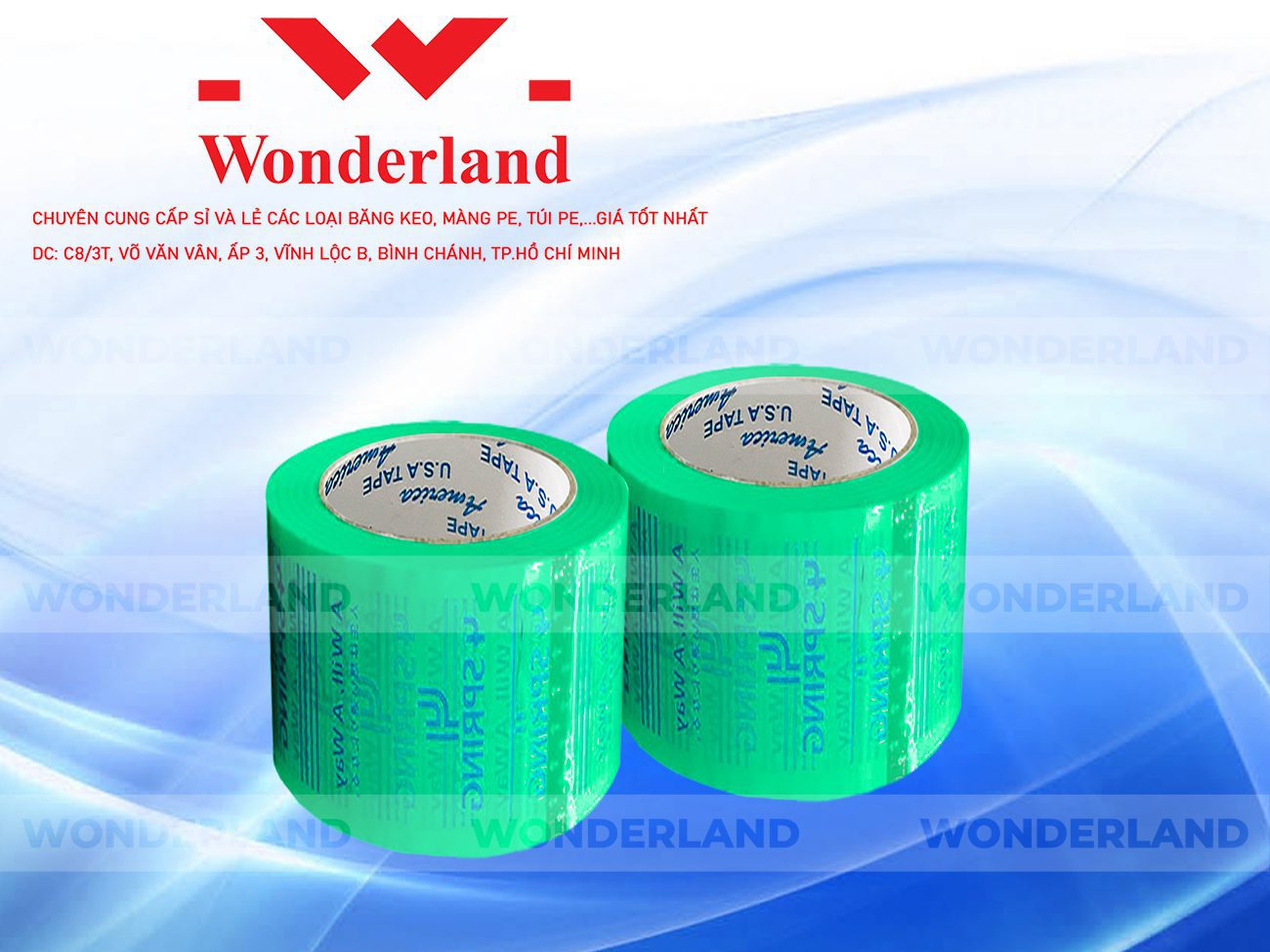 BĂNG KEO IN CHỮ SIZE 70MM WONDERLAND CHẤT LƯỢNG