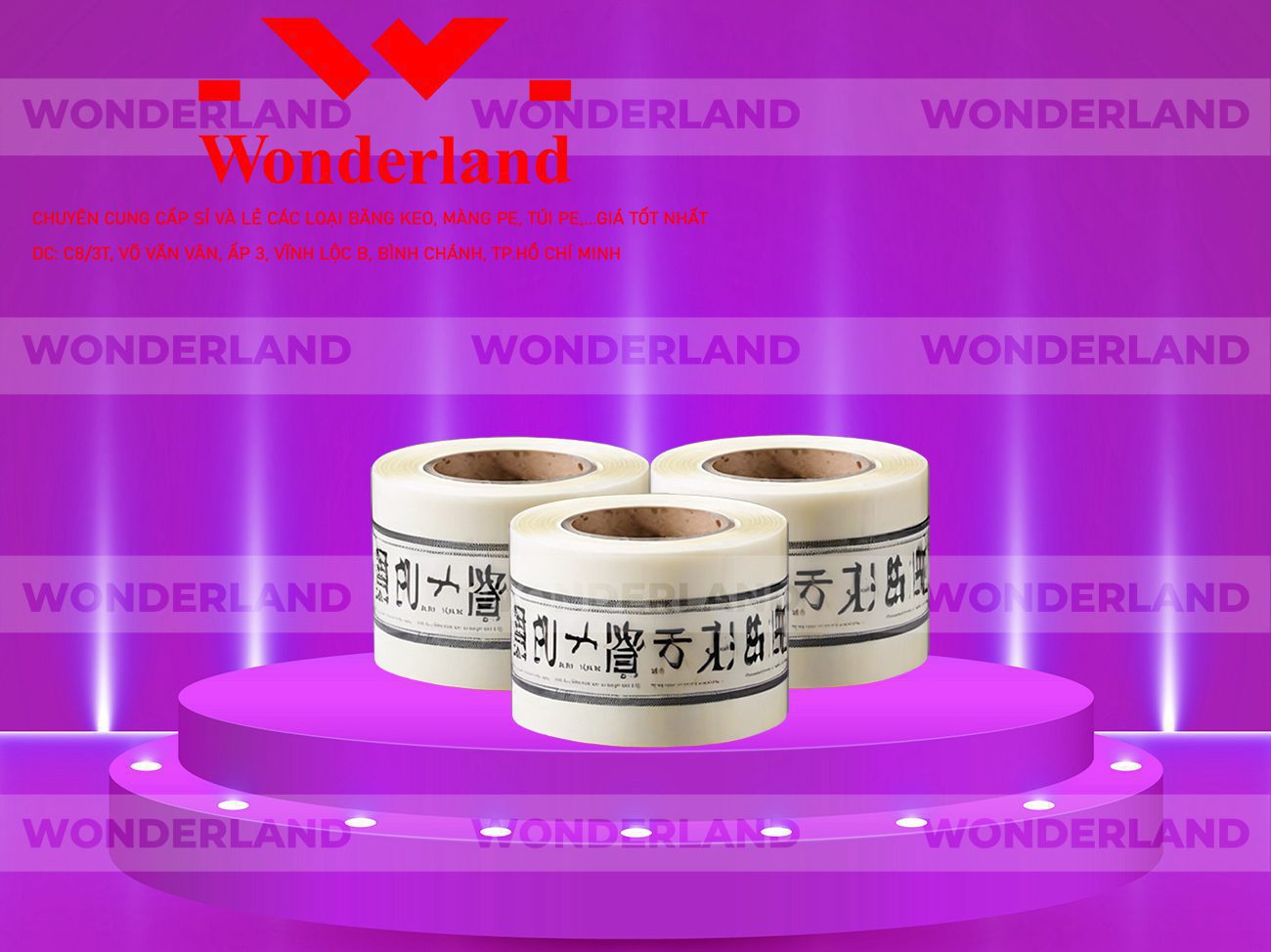 BĂNG KEO IN CHỮ SIZE 70MM WONDERLAND GIÁ RẺ NHẤT