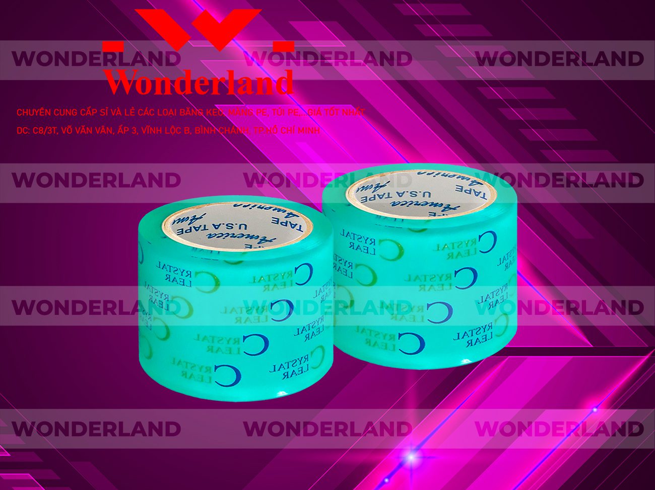 BĂNG KEO IN CHỮ SIZE 71MM WONDERLAND CHẤT LƯỢNG