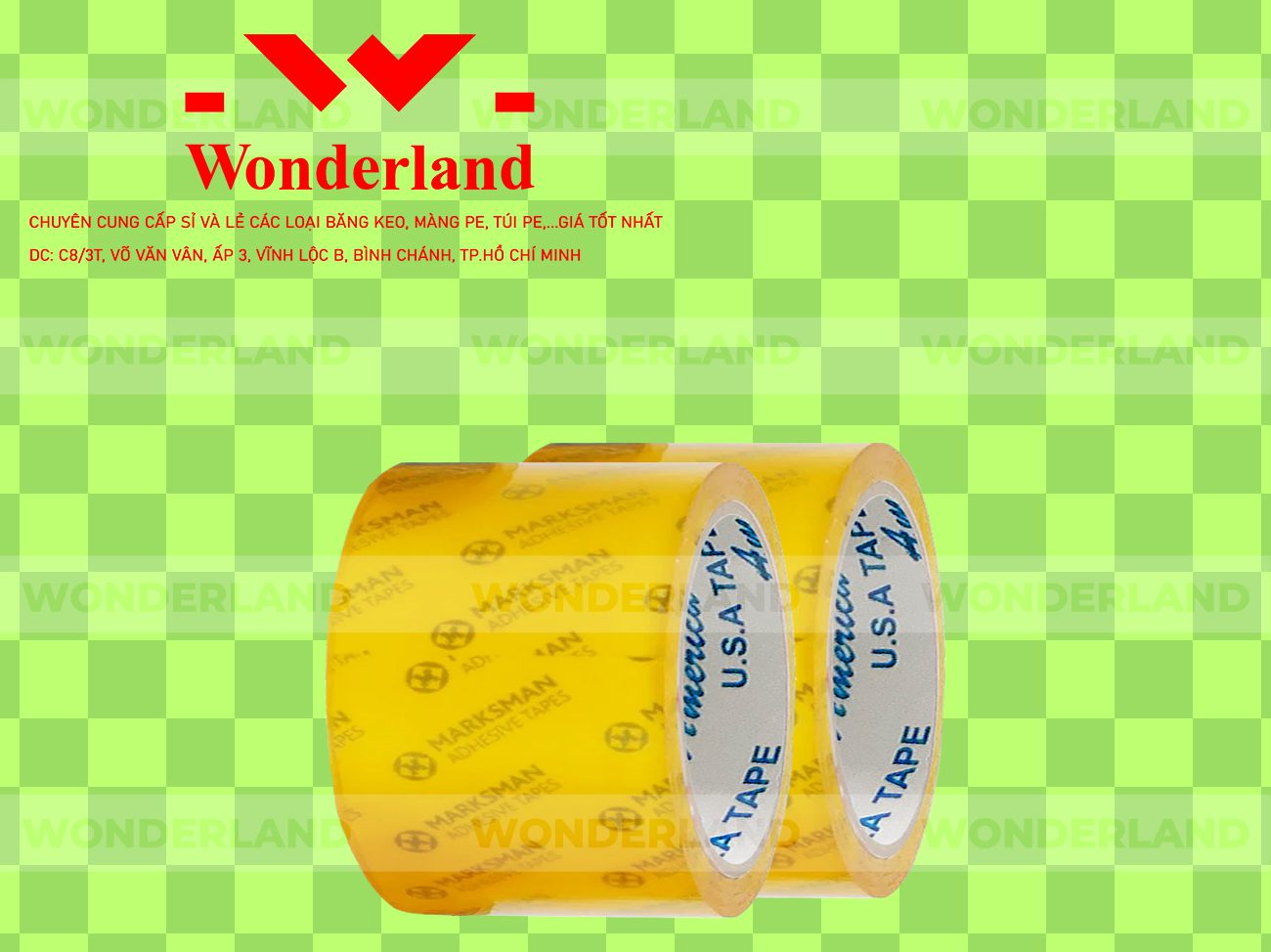 BĂNG KEO IN CHỮ SIZE 71MM WONDERLAND CHẤT LƯỢNG