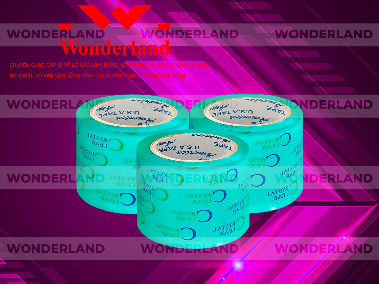 BĂNG KEO IN CHỮ SIZE 71MM WONDERLAND GIÁ RẺ NHẤT